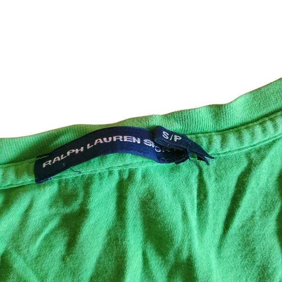 Y2k Ralph Lauren Sport Lime Green Baby Tee w/ Pink Accent - Size Small - Picture 2 of 7